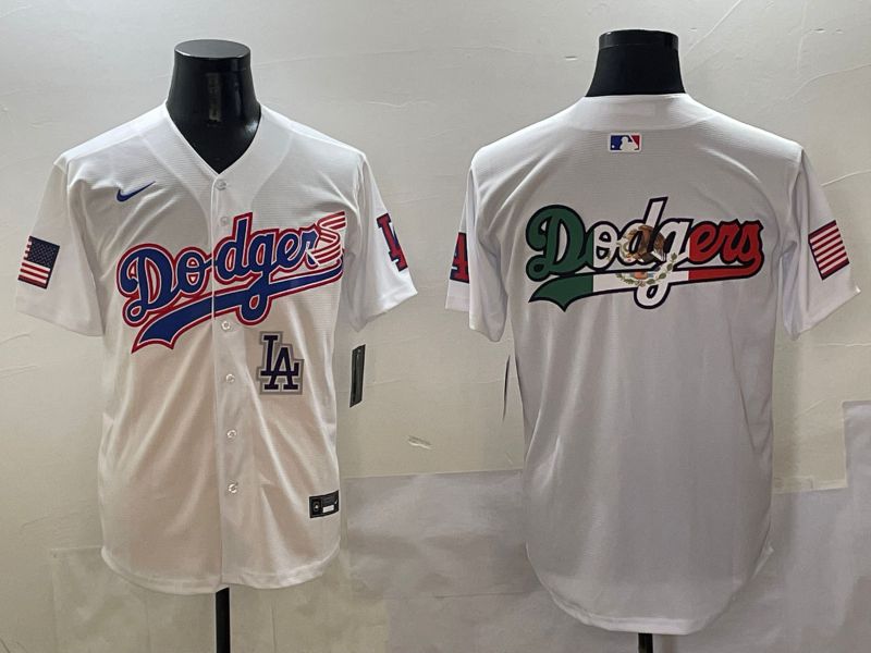 Men Los Angeles Dodgers Blank White national flag second generation joint name Nike 2025 MLB Jersey style 12->los angeles dodgers->MLB Jersey